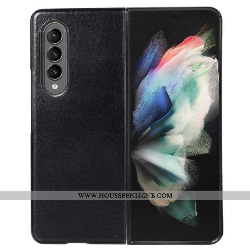 Coque Samsung Galaxy Z Fold 4 Classique Cuir Véritable de Vache