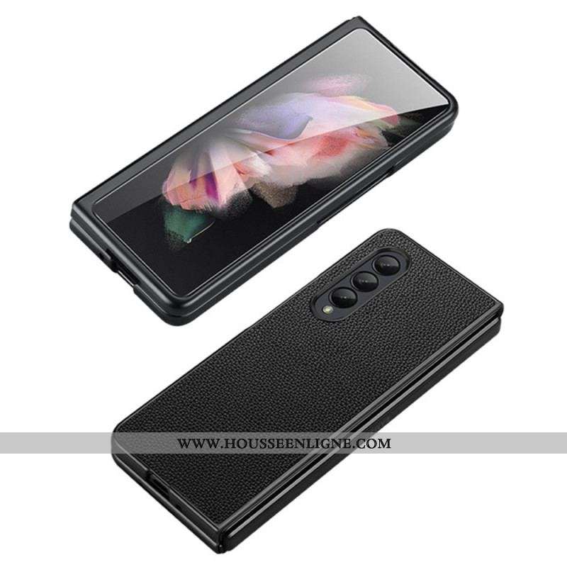 Coque Samsung Galaxy Z Fold 4 Cuir Véritable Litchi