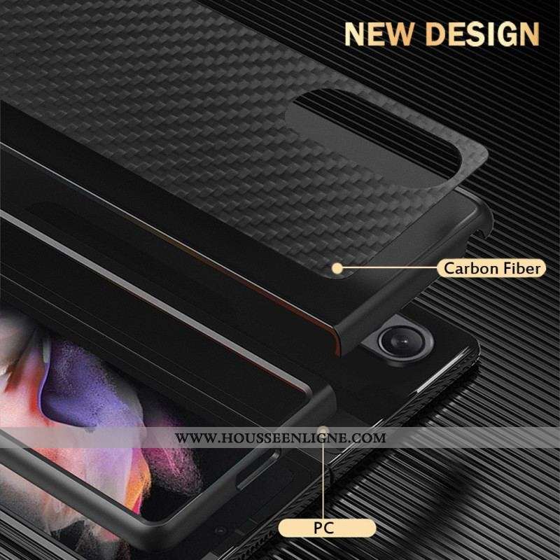 Coque Samsung Galaxy Z Fold 4 Fibre de Carbone et Microfibre