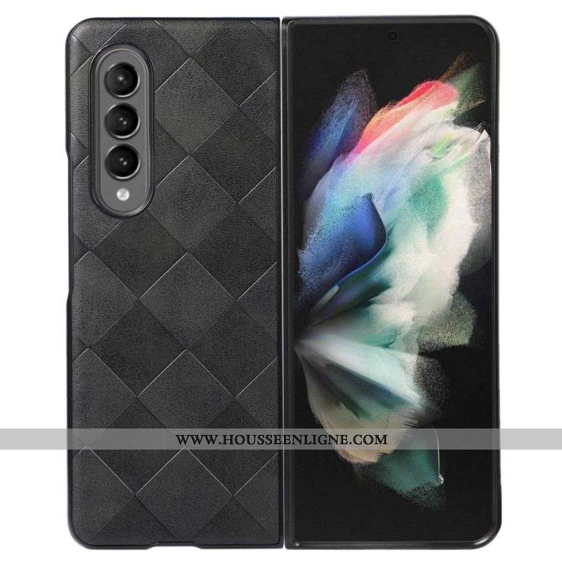 Coque Samsung Galaxy Z Fold 4 Simili Cuir Motif Carreaux