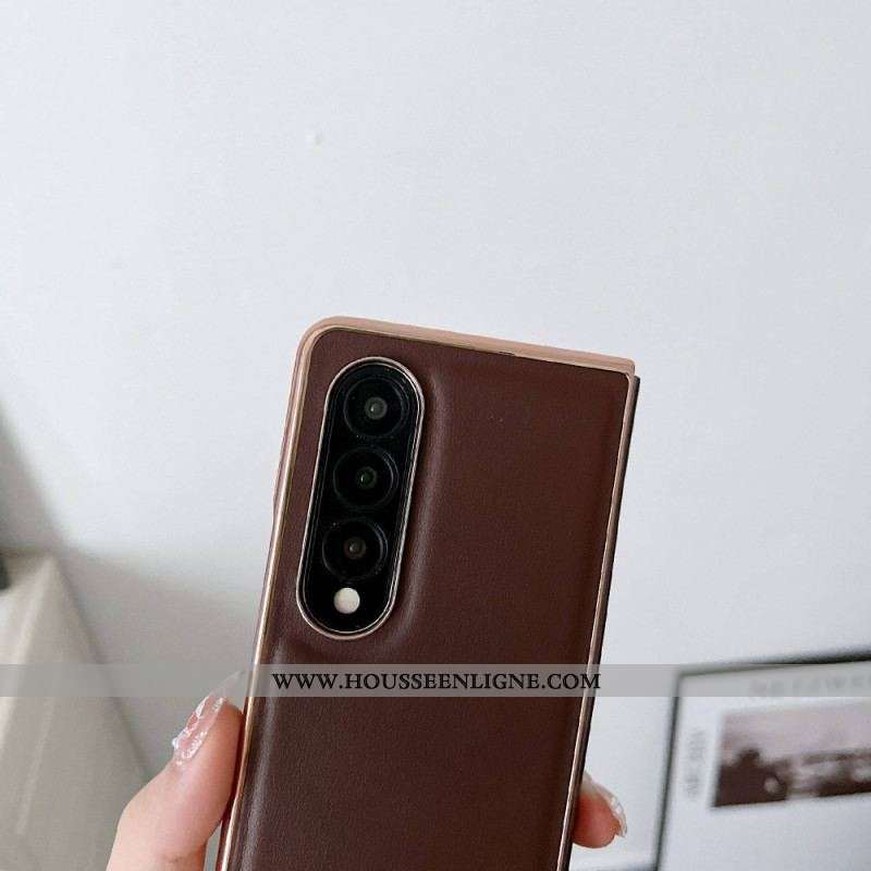 Coque Samsung Galaxy Z Fold 4 Simili Cuir Premium Uni