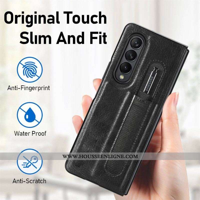 Coque Samsung Galaxy Z Fold 4 Simili Cuir Stylet