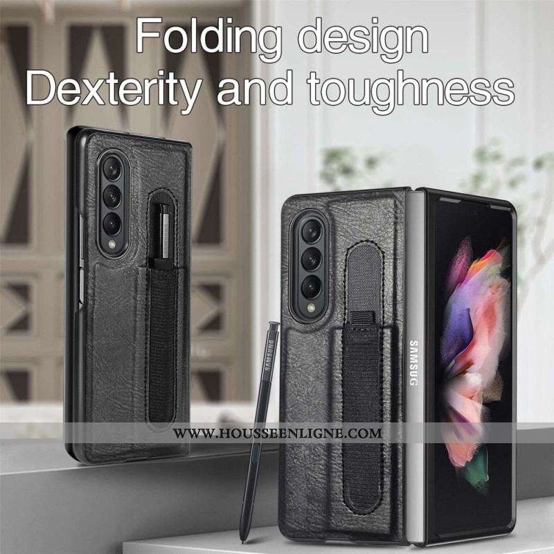 Coque Samsung Galaxy Z Fold 4 Simili Cuir Stylet