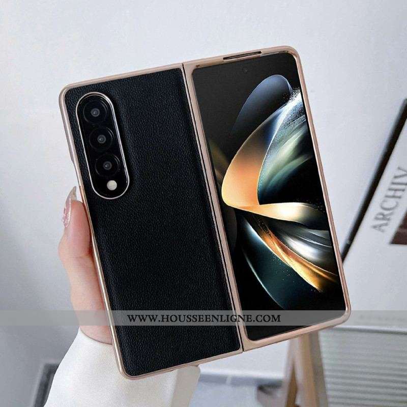 Coque Samsung Galaxy Z Fold 4 Simili Cuir de Veau