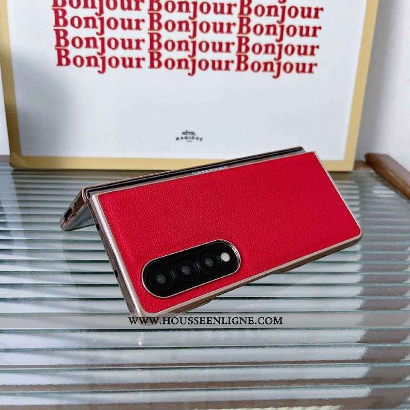 Coque Samsung Galaxy Z Fold 4 Simili Cuir de Veau