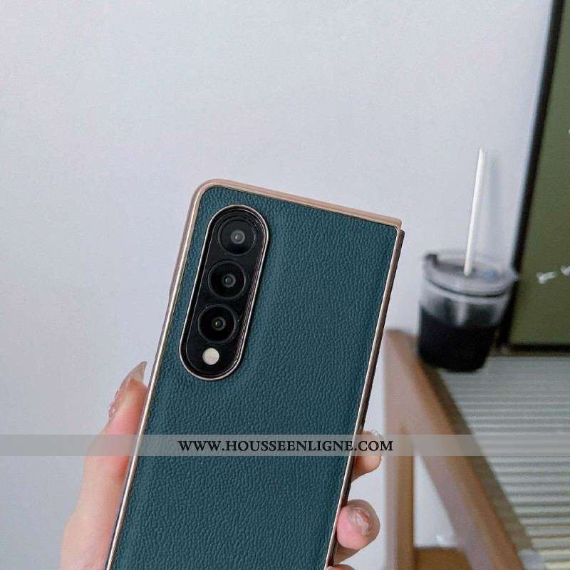 Coque Samsung Galaxy Z Fold 4 Simili Cuir de Veau