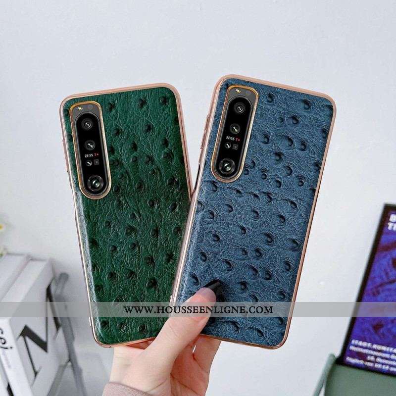 Coque Sony Xperia 1 IV Véritable Cuir Style Autruche