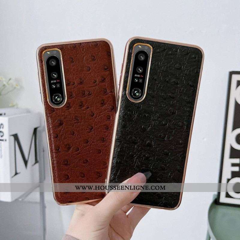 Coque Sony Xperia 1 IV Véritable Cuir Style Autruche