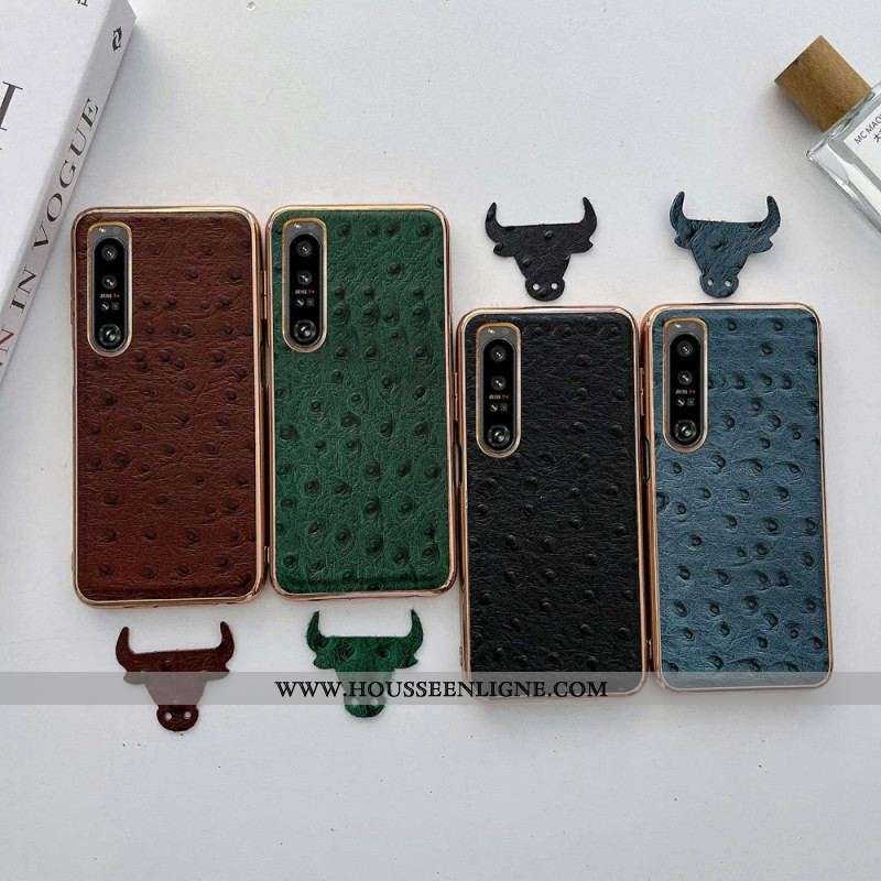 Coque Sony Xperia 1 IV Véritable Cuir Style Autruche