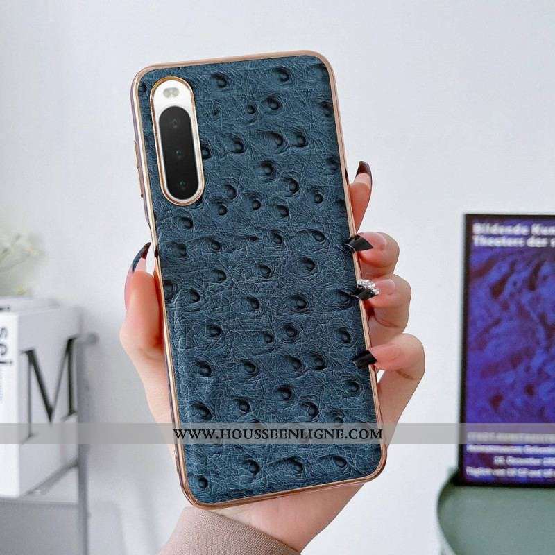 Coque Sony Xperia 10 IV Véritable Cuir Style Autruche