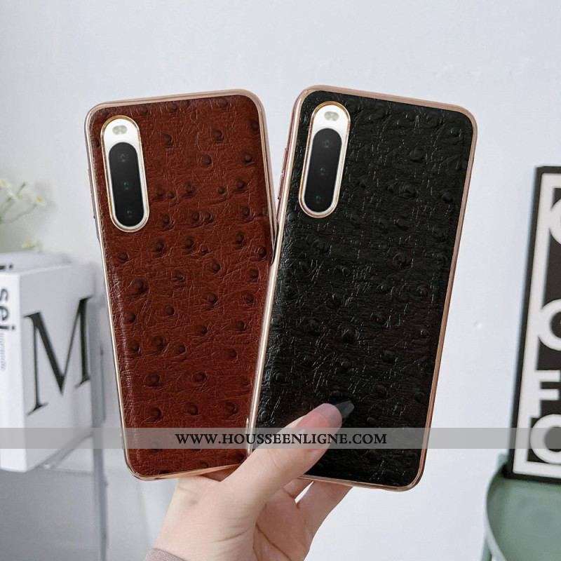 Coque Sony Xperia 10 IV Véritable Cuir Style Autruche