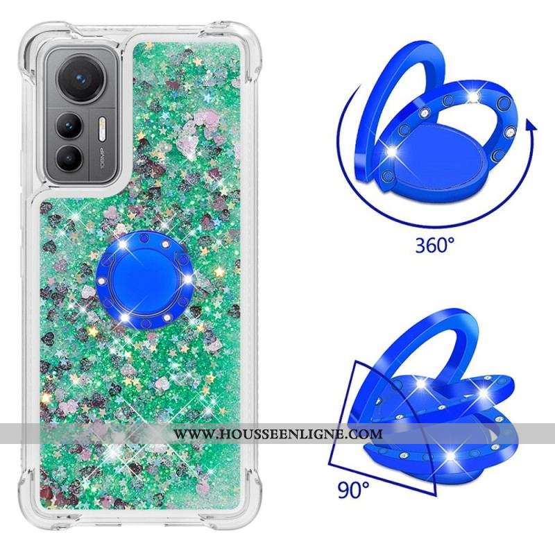 Coque Xiaomi 12 Lite Paillettes Colorées Anneau-Support