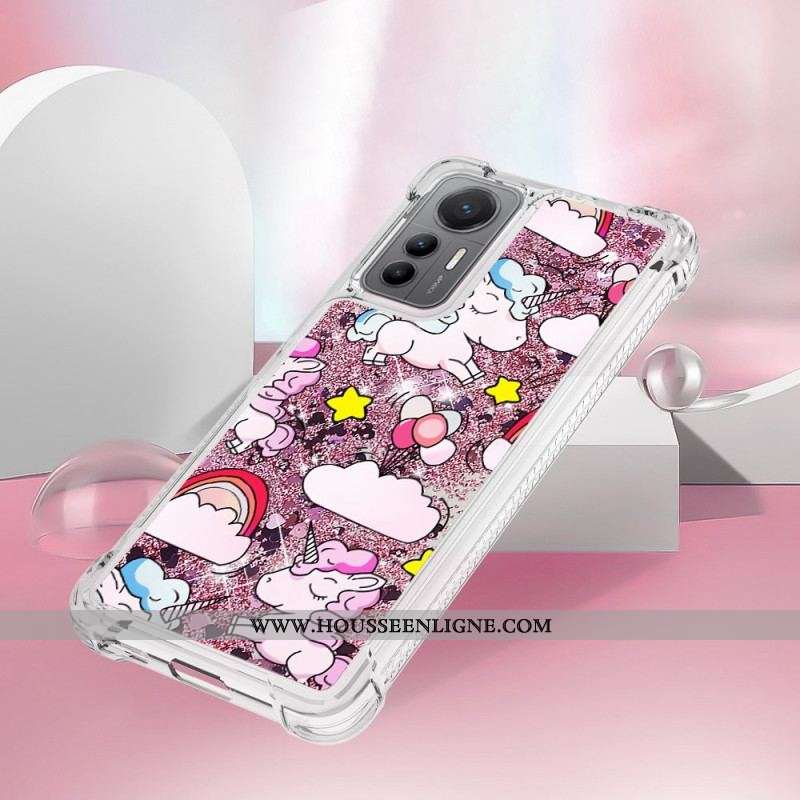 Coque Xiaomi 12 Lite Paillettes Licornes