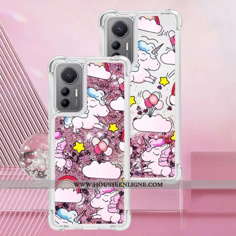 Coque Xiaomi 12 Lite Paillettes Licornes