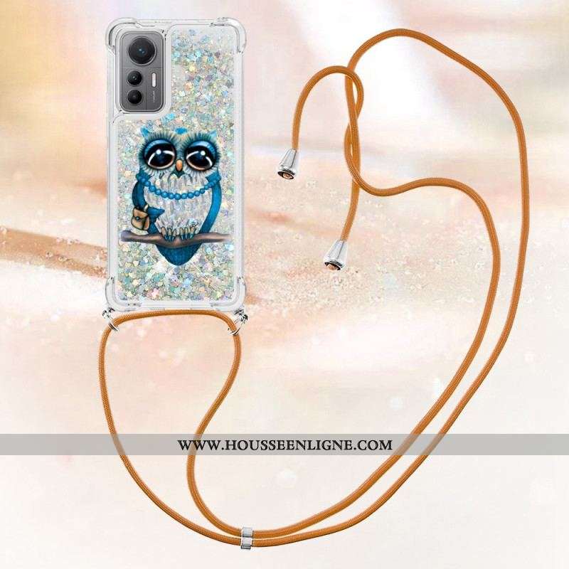 Coque Xiaomi 12 Lite à Cordon Paillettes Mrs Hibou