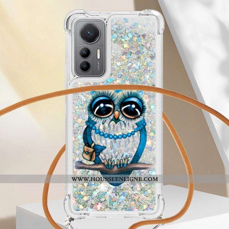 Coque Xiaomi 12 Lite à Cordon Paillettes Mrs Hibou