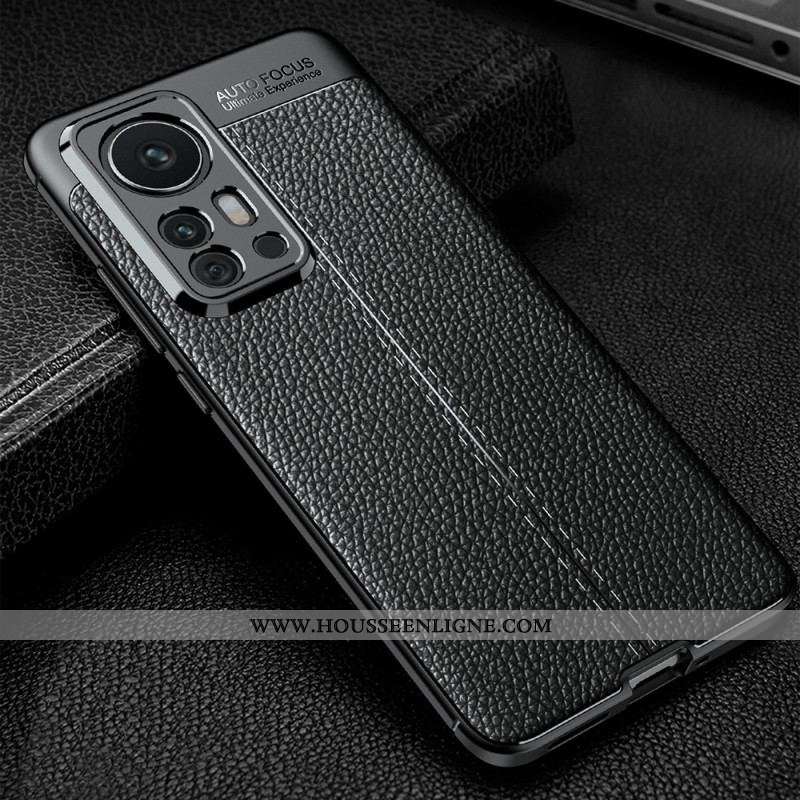 Coque Xiaomi 12 Pro Effet Cuir Litchi Double Line