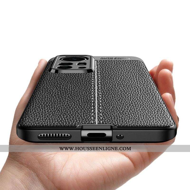 Coque Xiaomi 12 Pro Effet Cuir Litchi Double Line