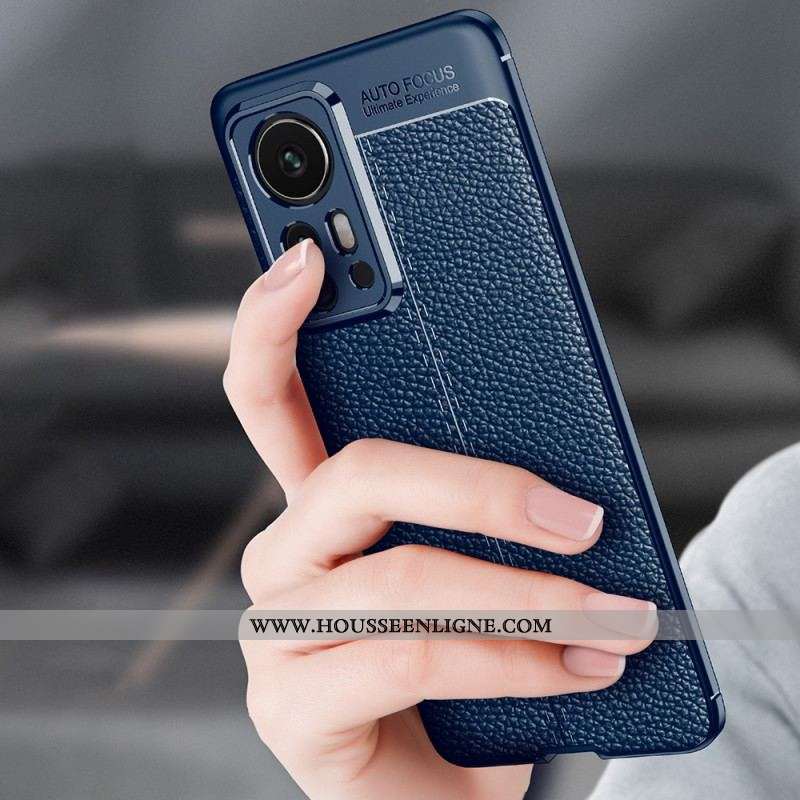 Coque Xiaomi 12 Pro Effet Cuir Litchi Double Line