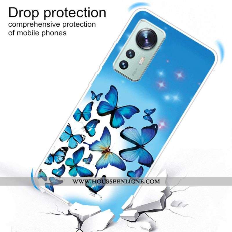 Coque Xiaomi 12 Pro Silicone Déclinaison Papillons