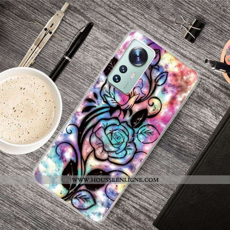 Coque Xiaomi 12 Pro Silicone Florale Graphique