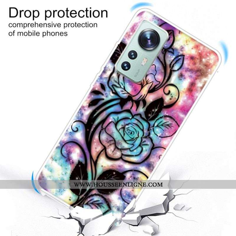 Coque Xiaomi 12 Pro Silicone Florale Graphique