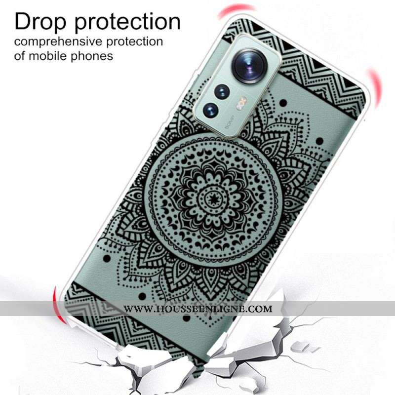 Coque Xiaomi 12 Pro Silicone Mandala Noir