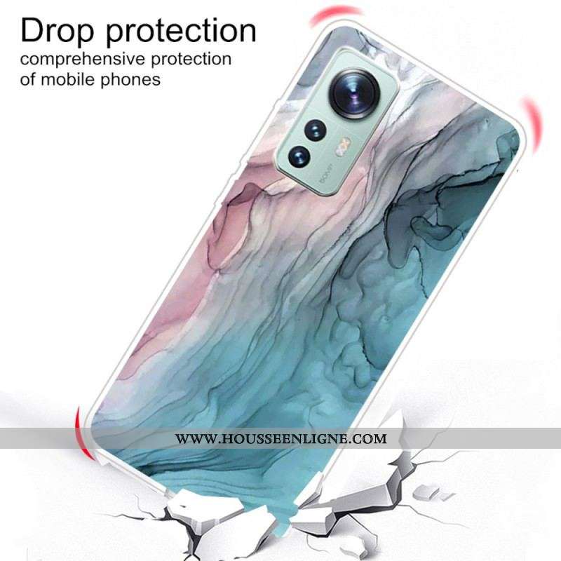 Coque Xiaomi 12 Pro Silicone Marbre Aquarelle