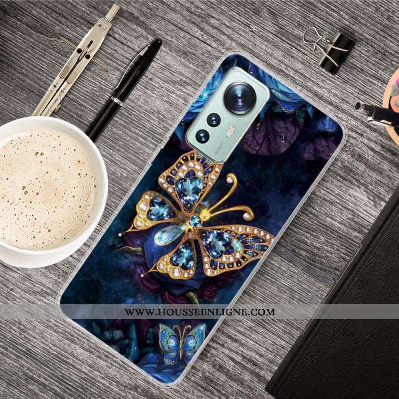 Coque Xiaomi 12 Pro Silicone Papillon Décliné