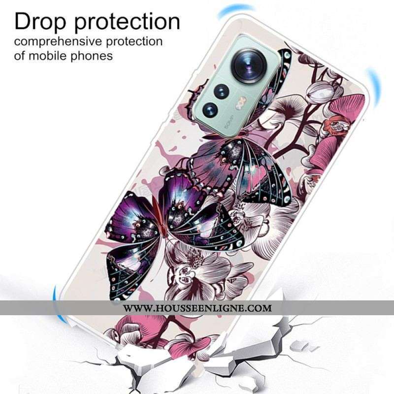 Coque Xiaomi 12 Pro Silicone Papillons