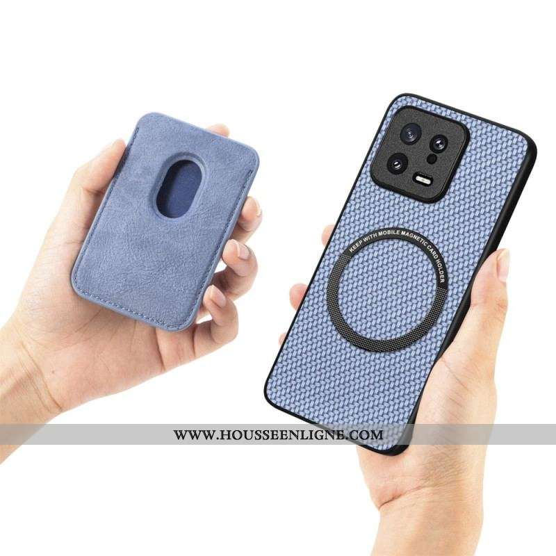 Coque Xiaomi 13 Fibre Carbone Porte-Cartes Détachable