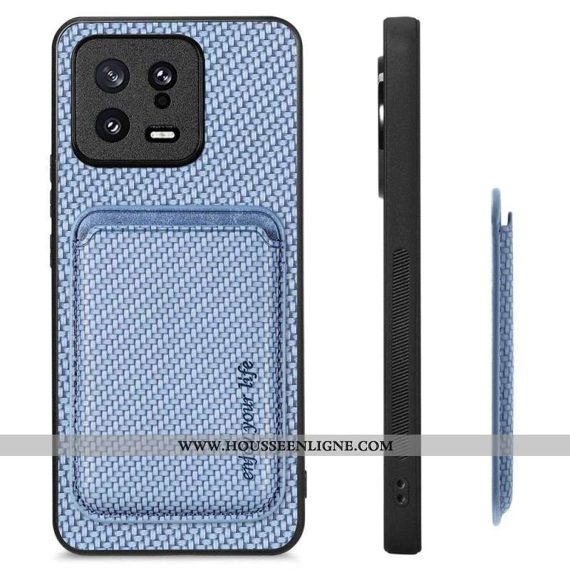 Coque Xiaomi 13 Fibre Carbone Porte-Cartes Détachable