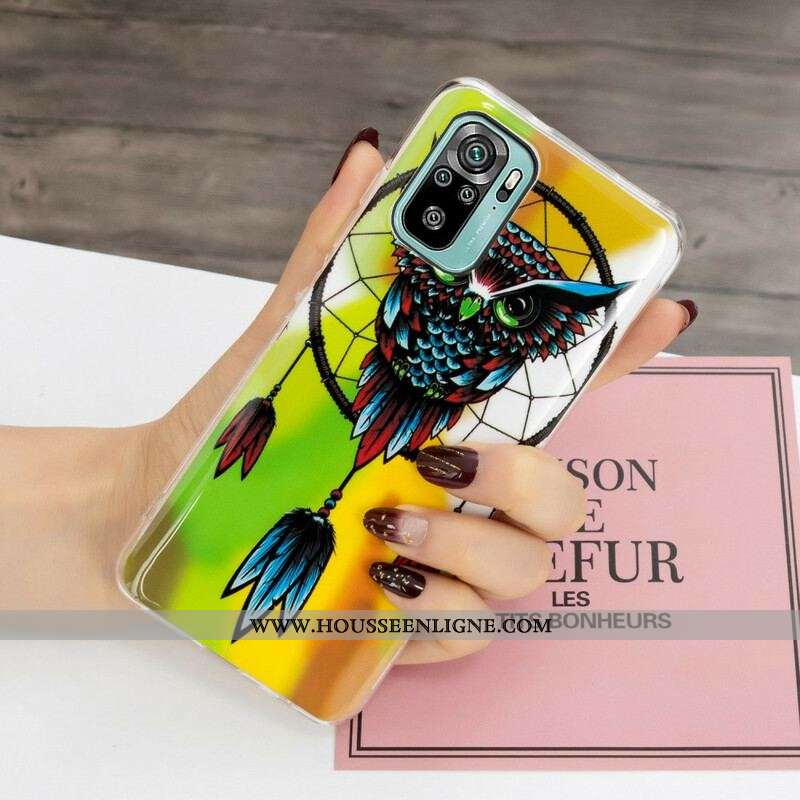 Coque Xiaomi Redmi Note 10/10S/Poco M5s Attrape Rêves Hibou Fluorescente