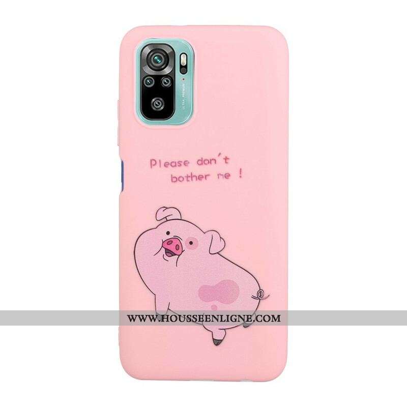 Coque Xiaomi Redmi Note 10/10S/Poco M5s Cochon avec Lanière Kiss