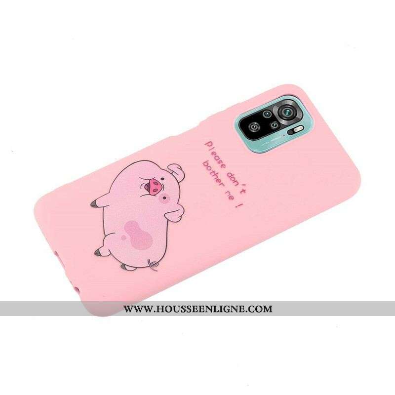 Coque Xiaomi Redmi Note 10/10S/Poco M5s Cochon avec Lanière Kiss