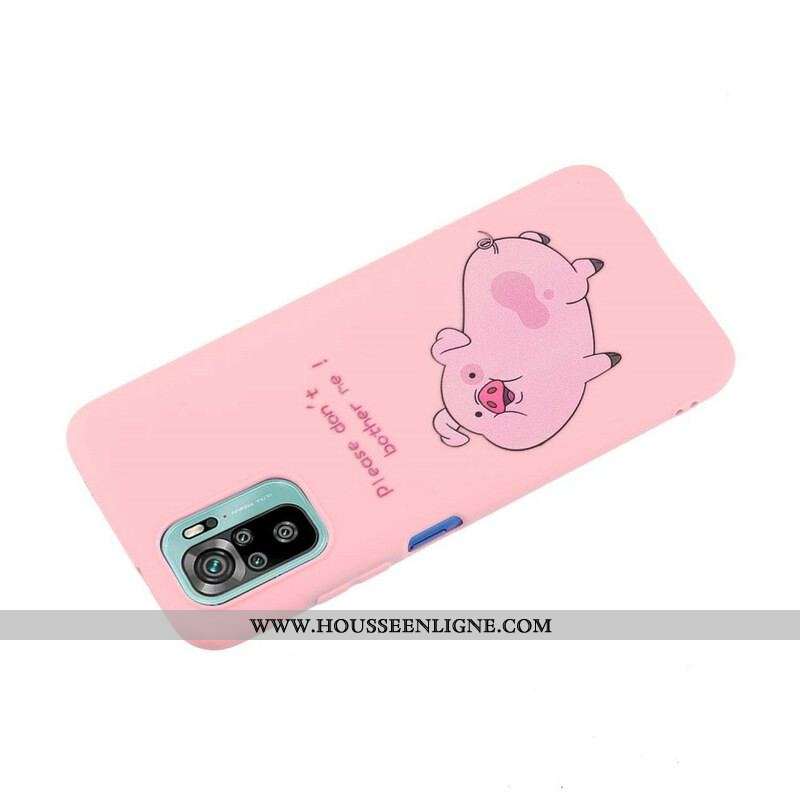 Coque Xiaomi Redmi Note 10/10S/Poco M5s Cochon avec Lanière Kiss