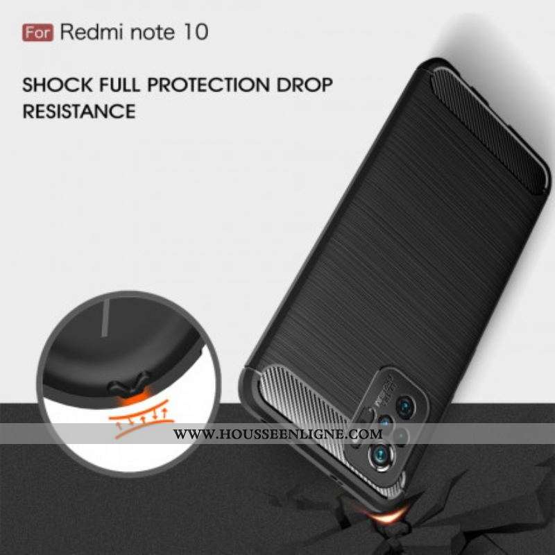 Coque Xiaomi Redmi Note 10/10S/Poco M5s Fibre Carbone Brossée