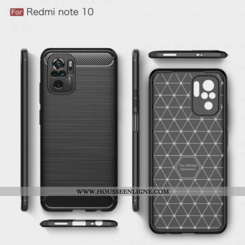 Coque Xiaomi Redmi Note 10/10S/Poco M5s Fibre Carbone Brossée