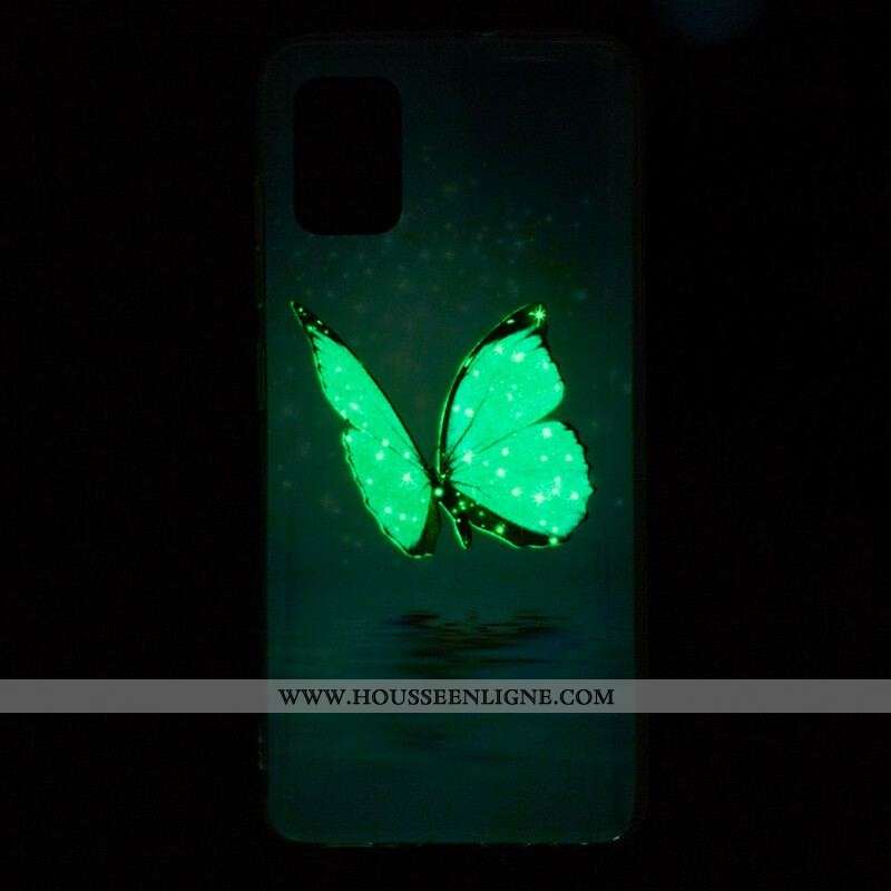 Coque Xiaomi Redmi Note 10/10S/Poco M5s Papillon Bleu Fluorescente