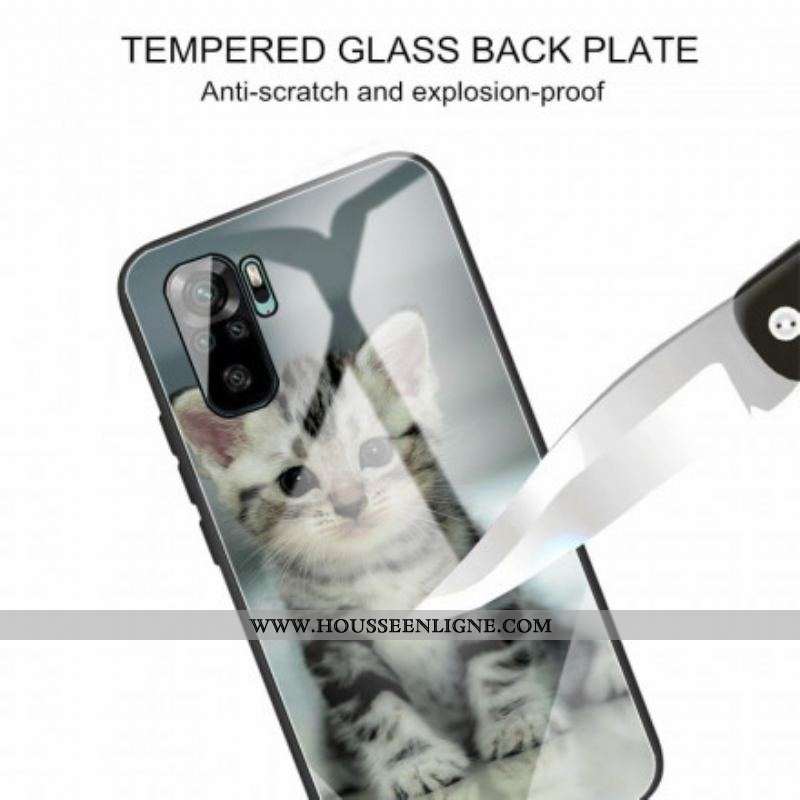 Coque Xiaomi Redmi Note 10/10S/Poco M5s Verre Trempé Chaton