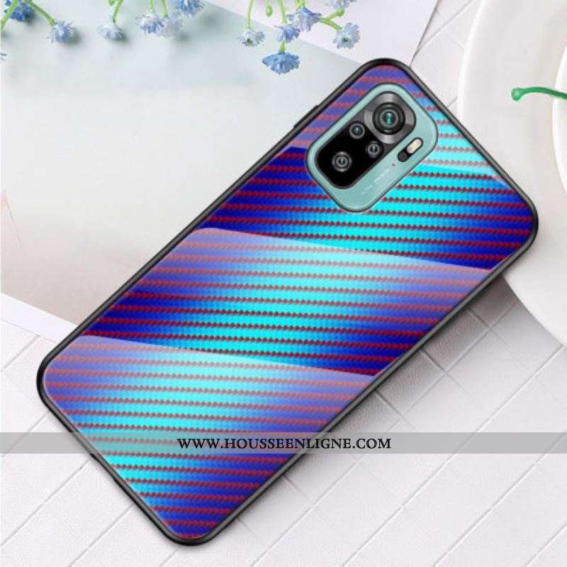 Coque Xiaomi Redmi Note 10/10S/Poco M5s Verre Trempé Fibre Carbone