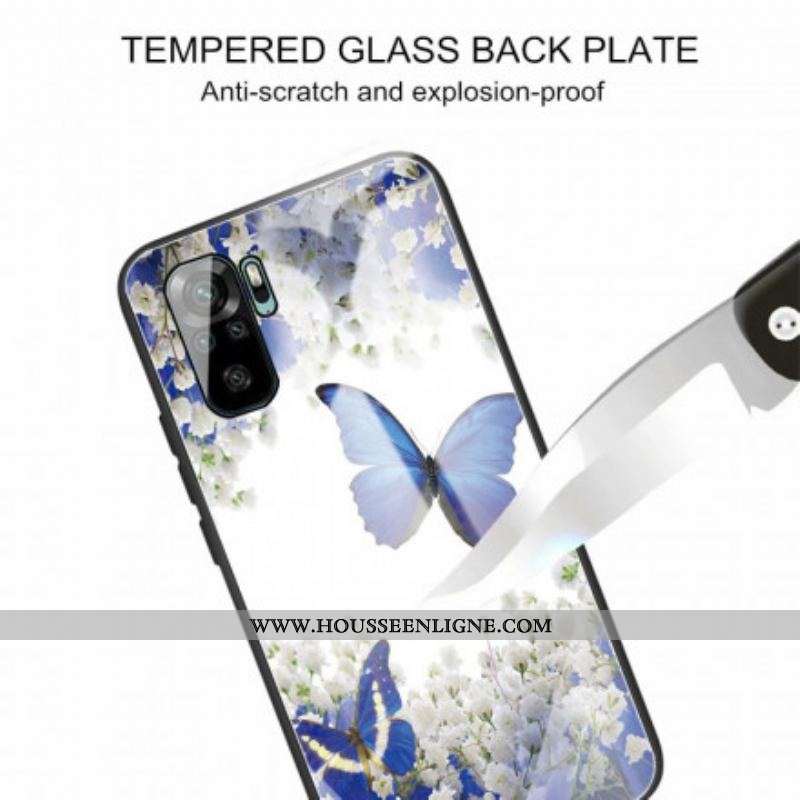 Coque Xiaomi Redmi Note 10/10S/Poco M5s Verre Trempé Papillons Design