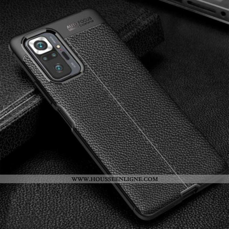 Coque Xiaomi Redmi Note 10 Pro Effet Cuir Litchi Double line