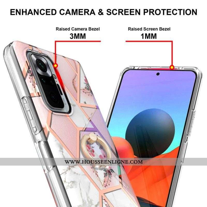 Coque Xiaomi Redmi Note 10 Pro Fleurs Anneau-Support