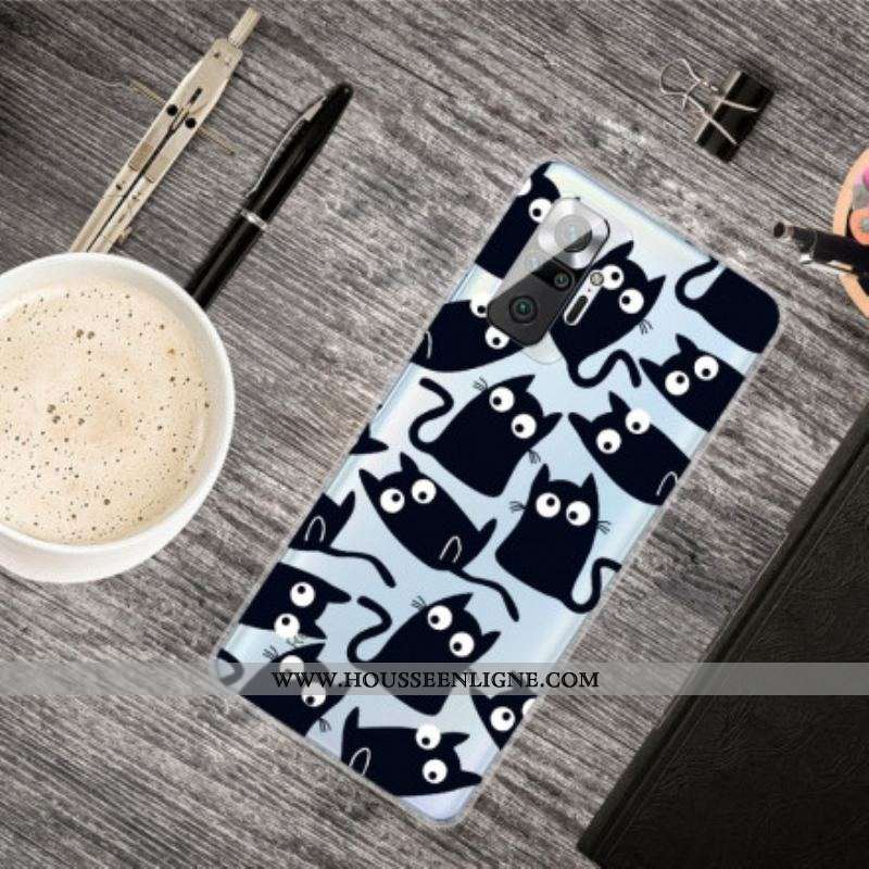 Coque Xiaomi Redmi Note 10 Pro Multiples Chats Noirs