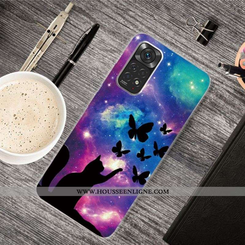 Coque Xiaomi Redmi Note 11 / 11s Chat et Papillons Dans l'Espace