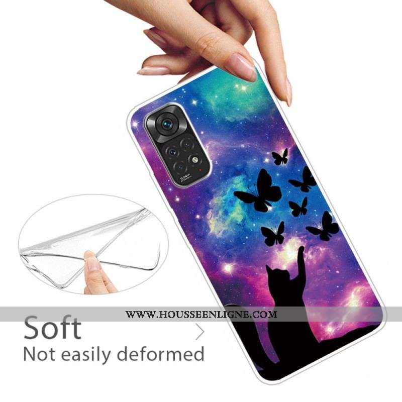 Coque Xiaomi Redmi Note 11 / 11s Chat et Papillons Dans l'Espace