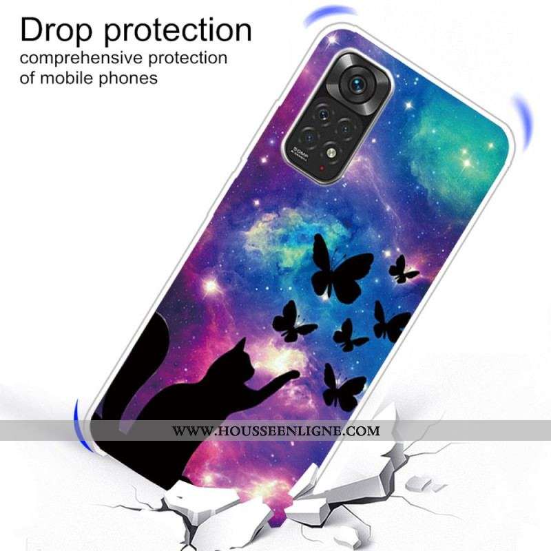 Coque Xiaomi Redmi Note 11 / 11s Chat et Papillons Dans l'Espace