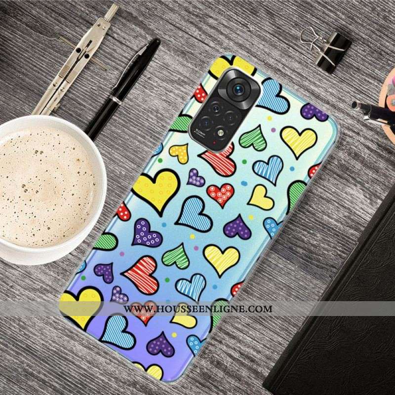 Coque Xiaomi Redmi Note 11 / 11s Coeurs Multicolors