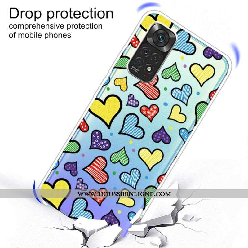 Coque Xiaomi Redmi Note 11 / 11s Coeurs Multicolors